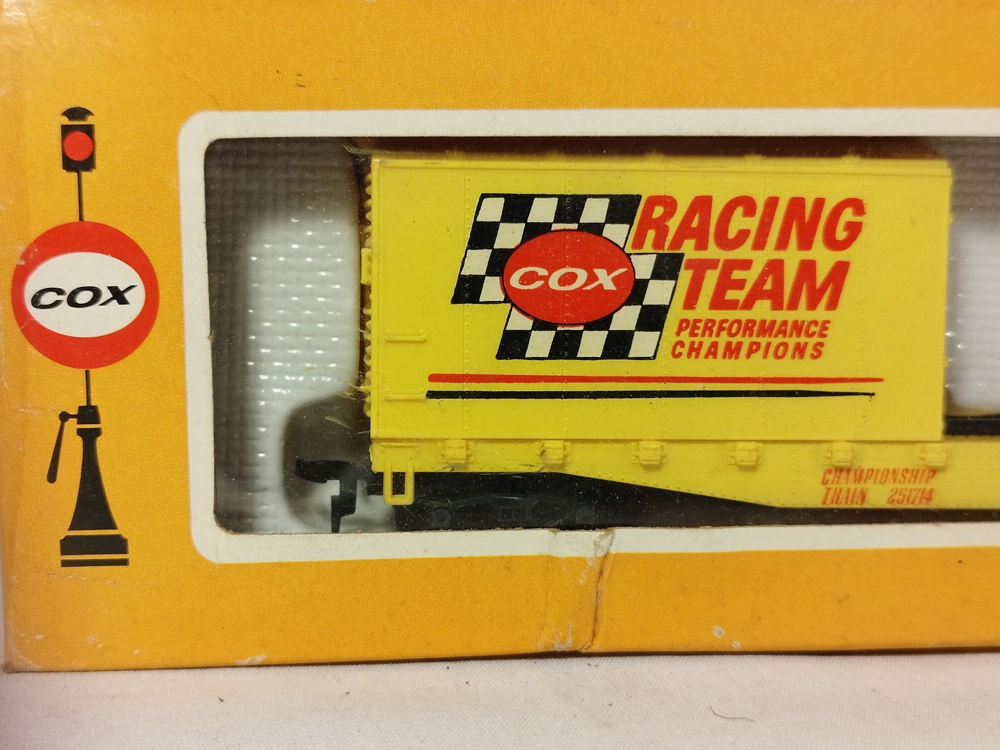 Cox HO/OO Gauge Half Box Car with Race Car Wagon - Very Rare!