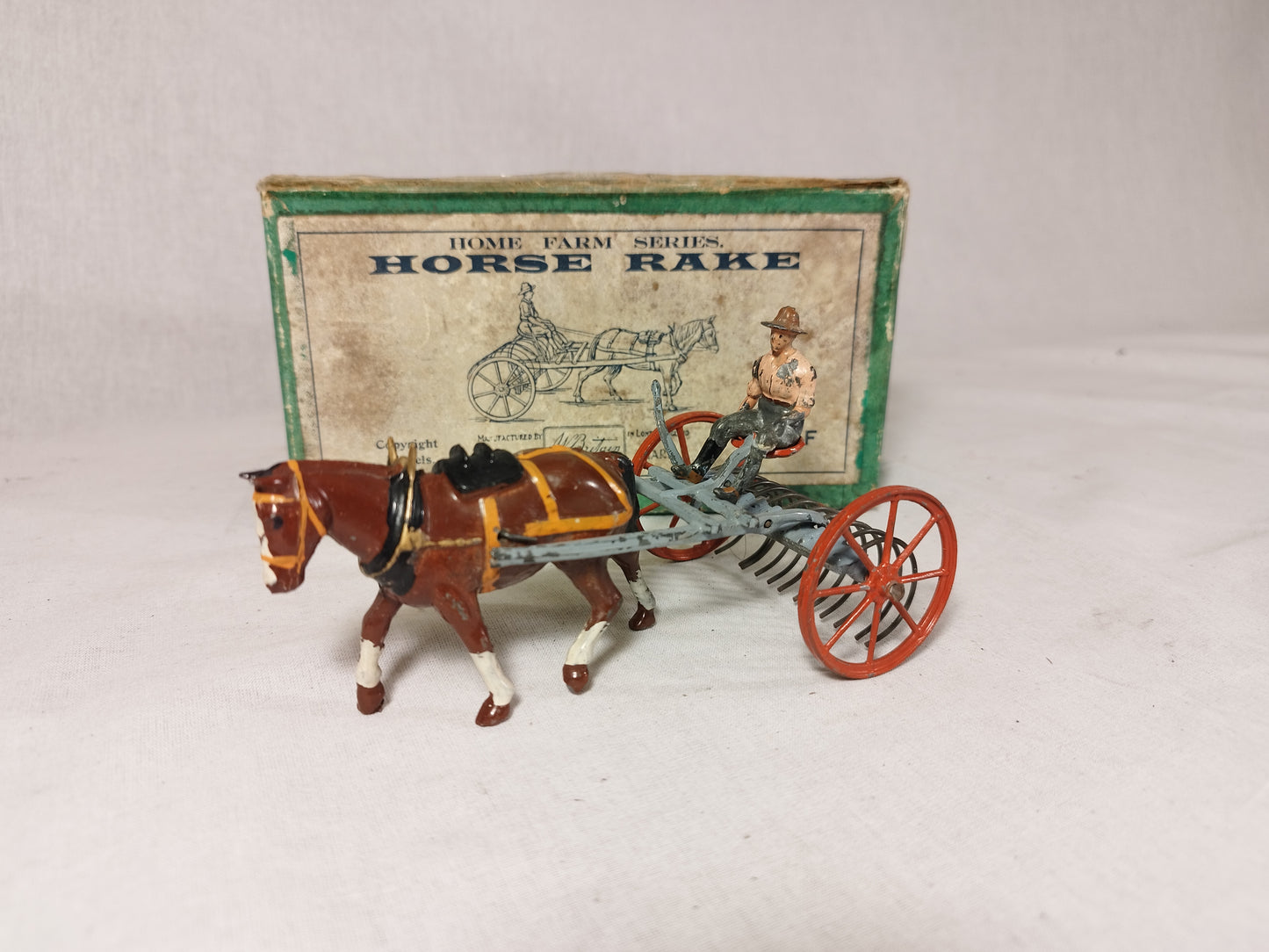 Britains Lead Home Farm Horse Rake no.8F - Boxed
