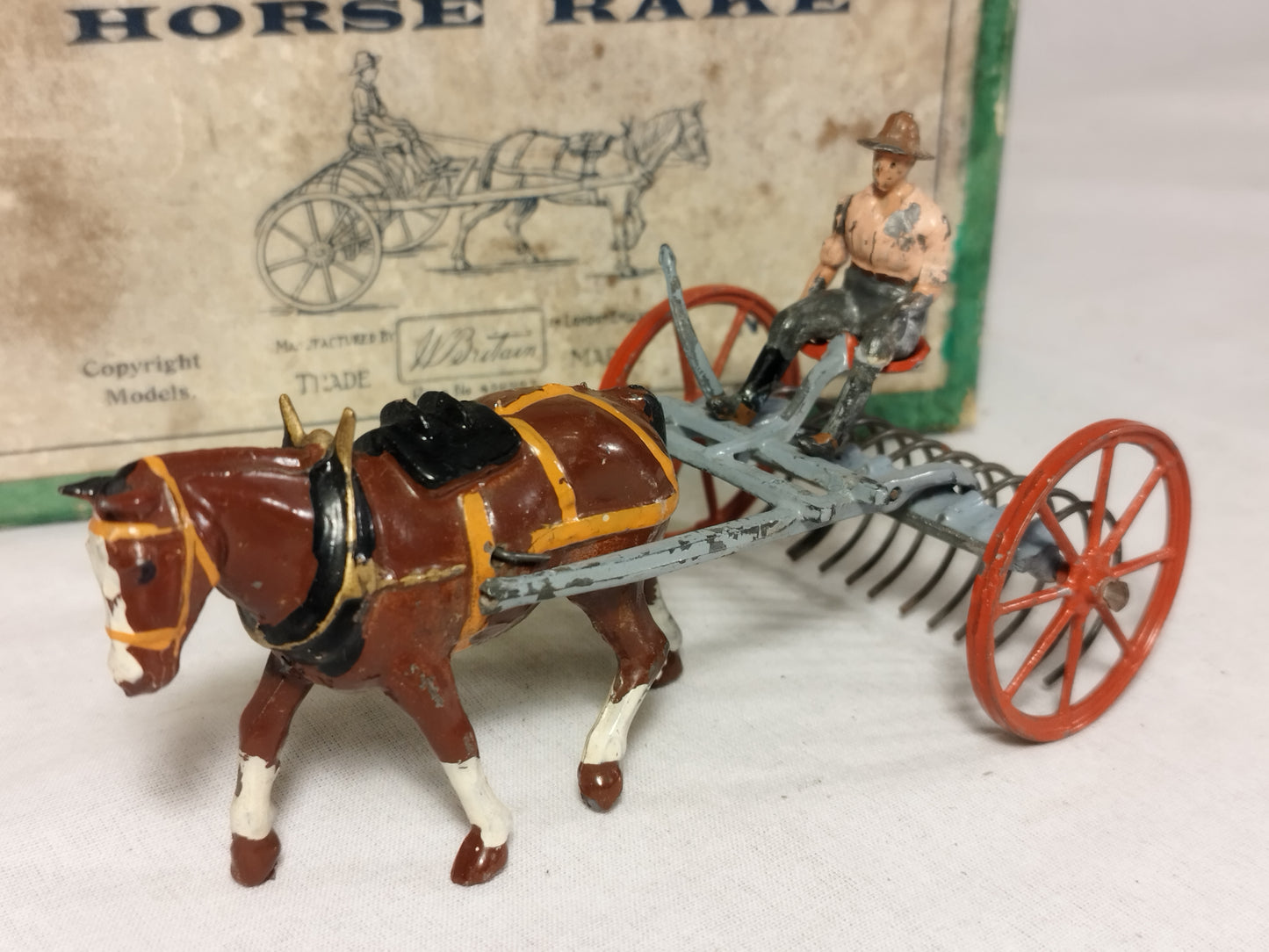 Britains Lead Home Farm Horse Rake no.8F - Boxed