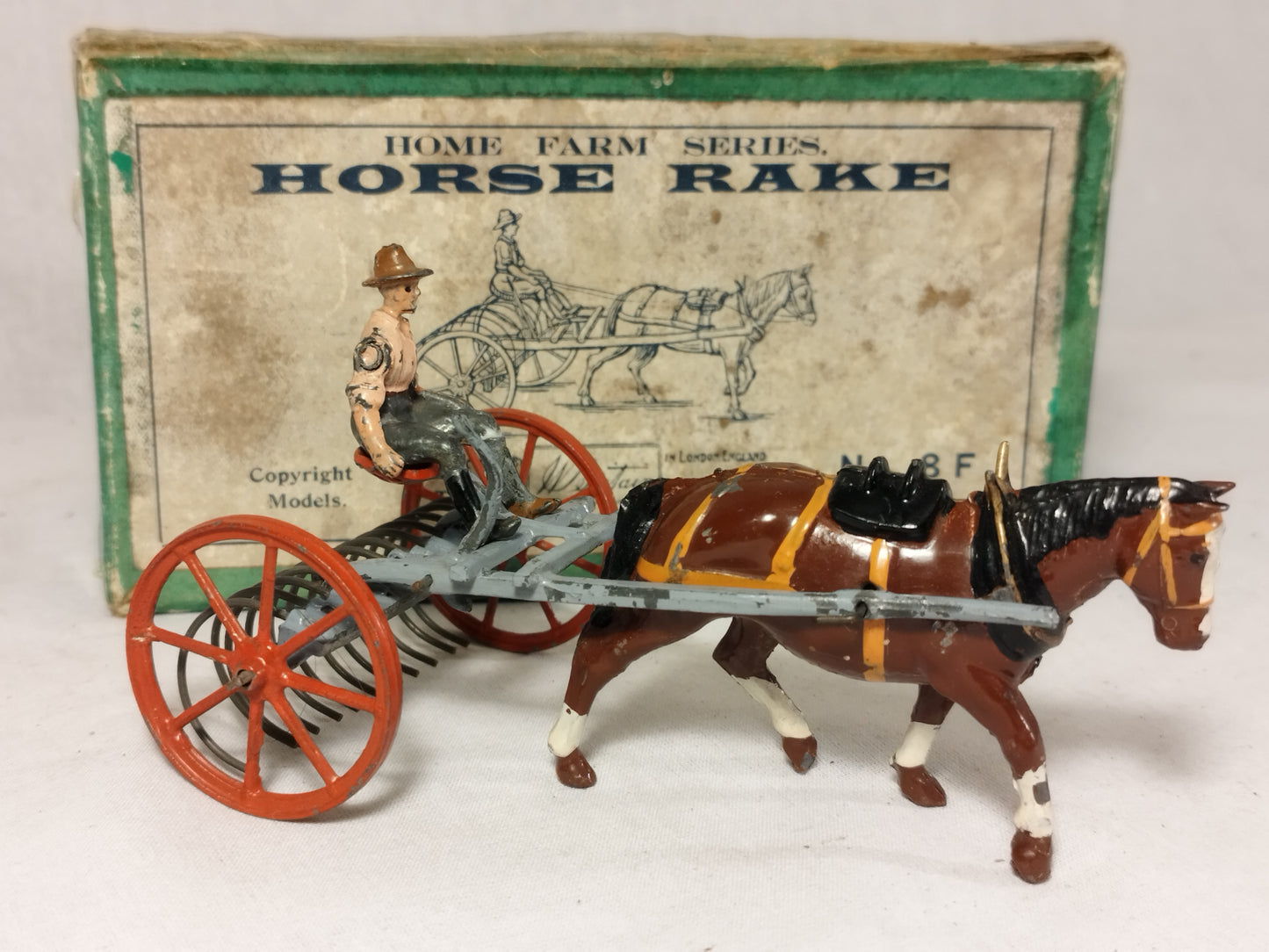 Britains Lead Home Farm Horse Rake no.8F - Boxed