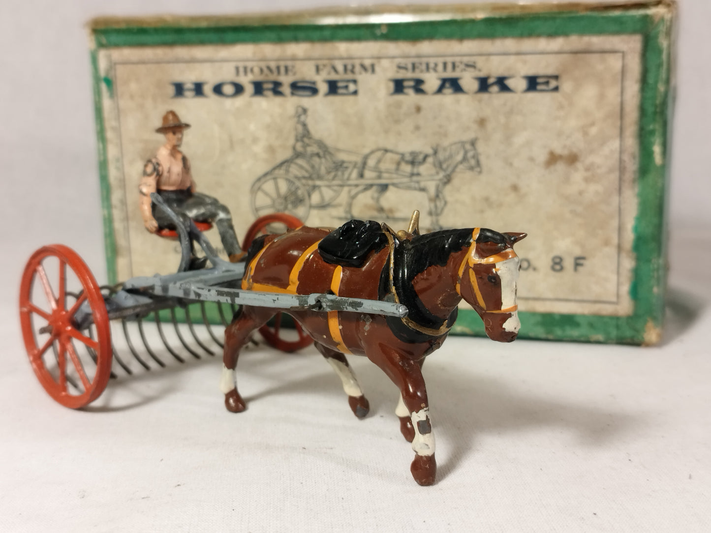 Britains Lead Home Farm Horse Rake no.8F - Boxed