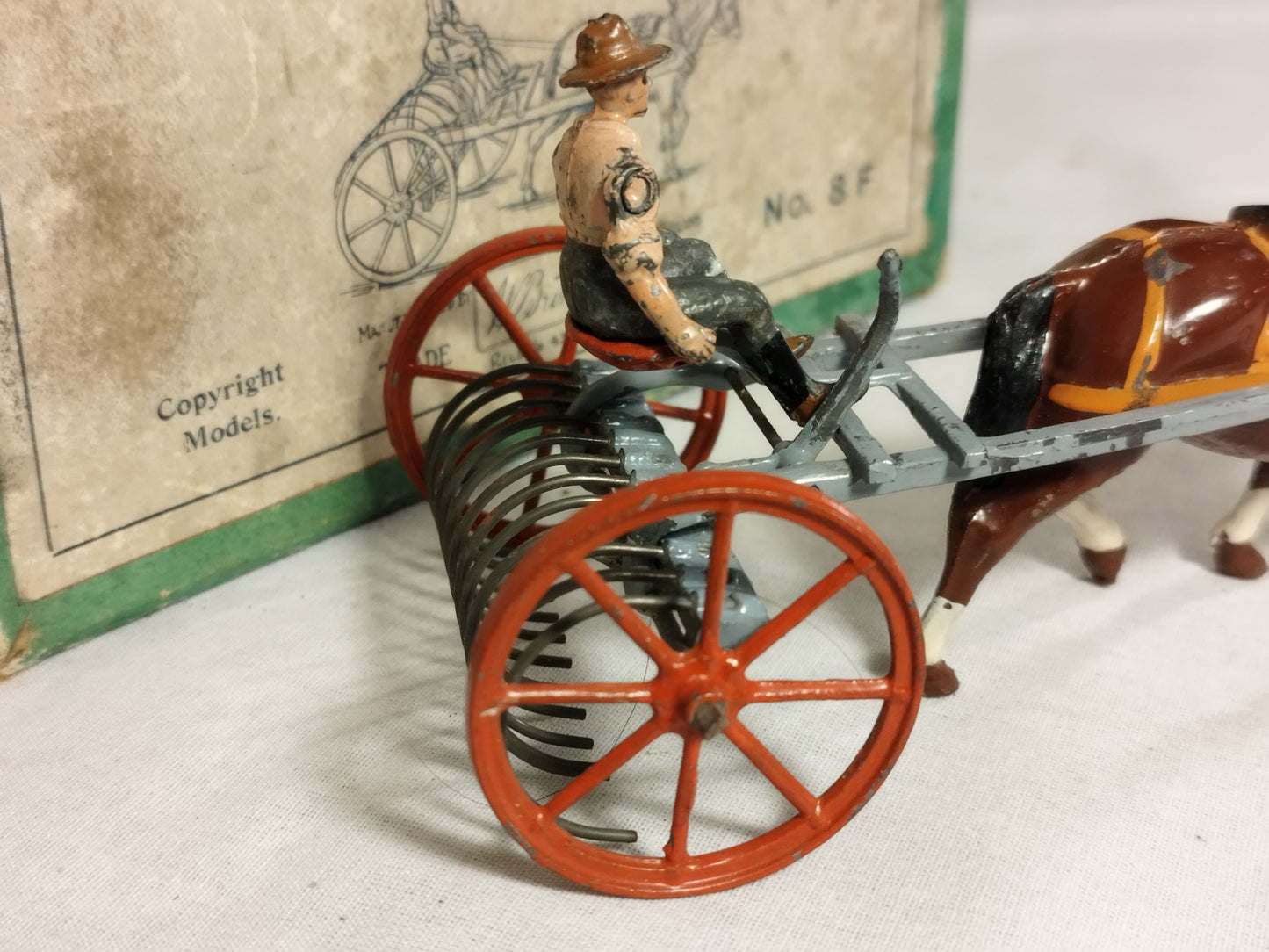 Britains Lead Home Farm Horse Rake no.8F - Boxed