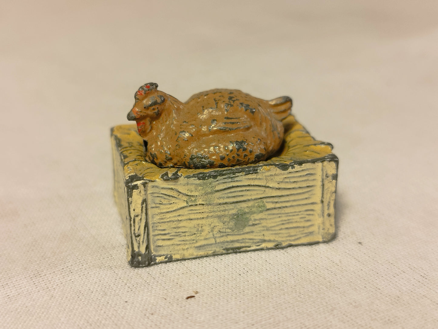 John Hill Co Lead Farm Hen and Nesting Box - Pre War
