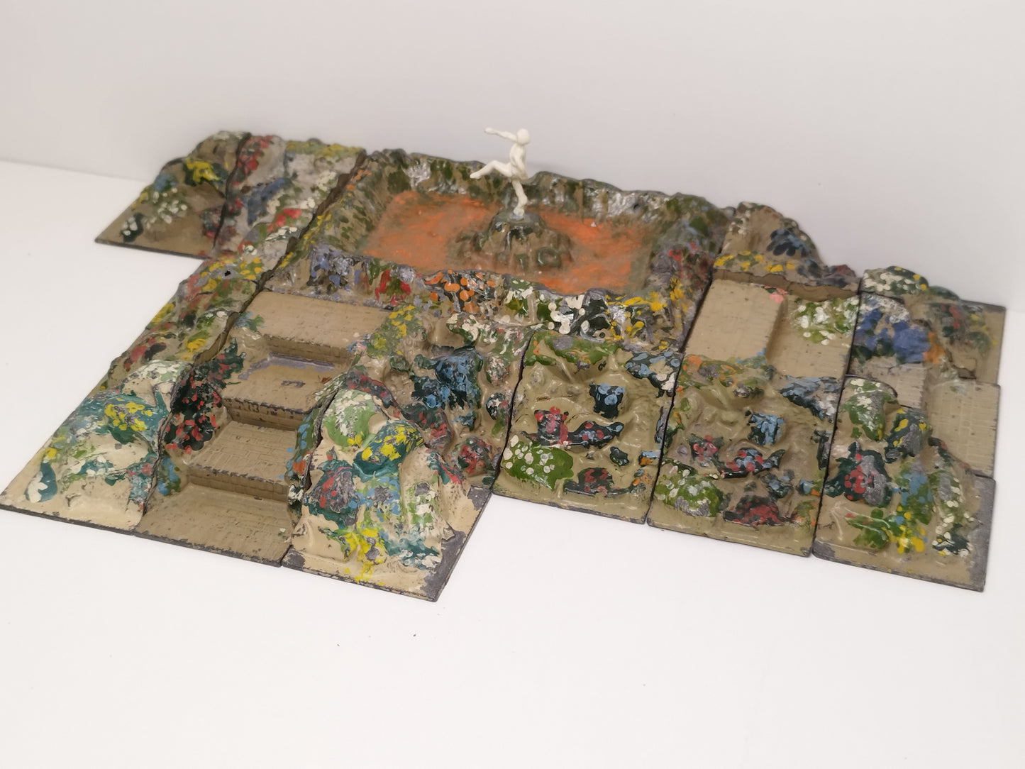 Britains Floral Garden Lily Pond with Nymph #67, Rockery and Terracing Scene - Pre War (A3)