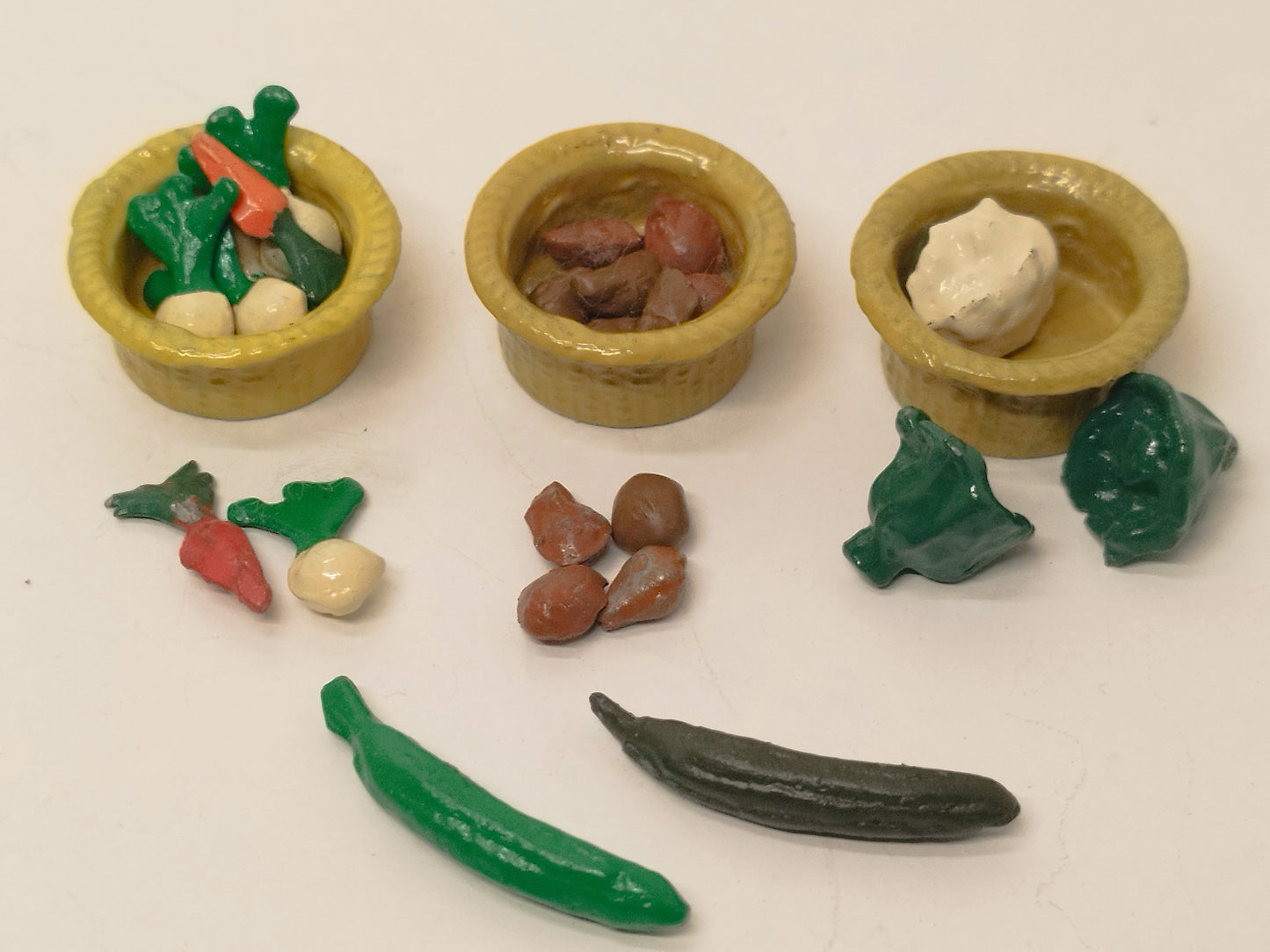 Charbens and F.G Taylor Barrett Costermongers Vegetable Baskets with Produce - PreWar Rare