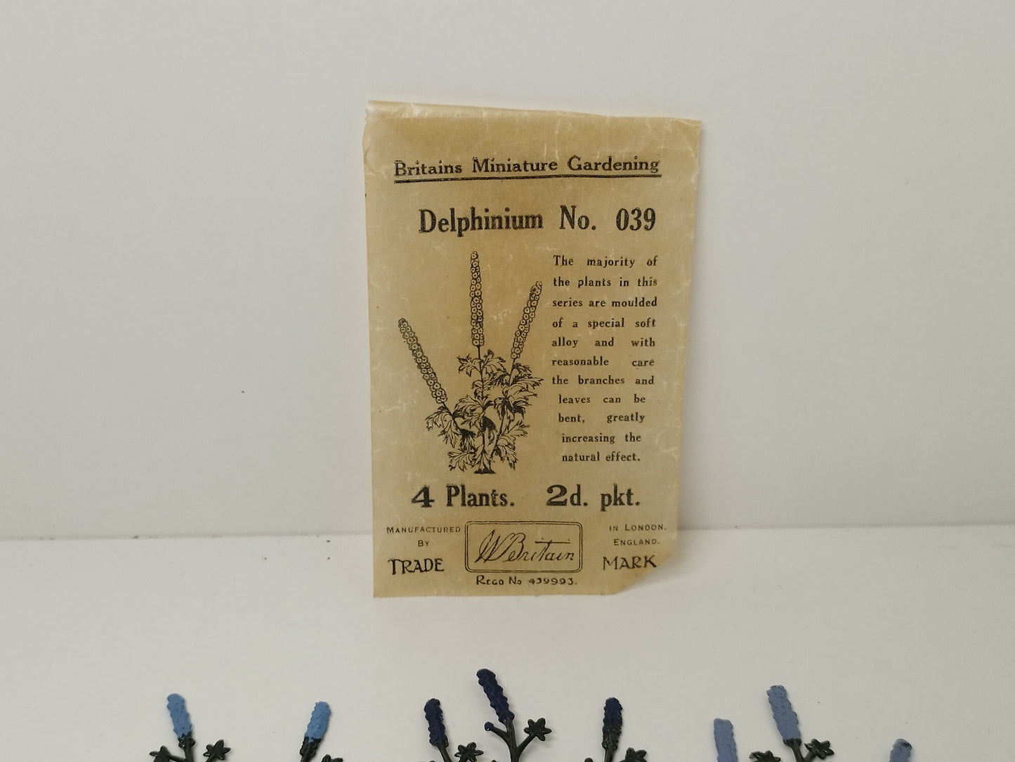 Britains Pre-War Floral Garden Wax Packet Delphinium No039 Plants