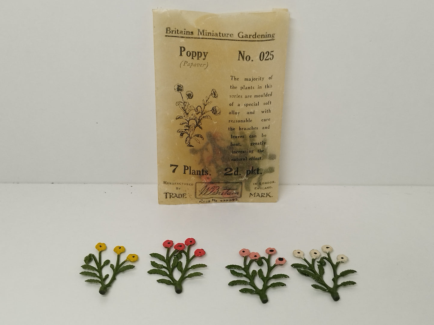 Britains Pre-War Floral Garden Wax Packet Poppy No025 Plants