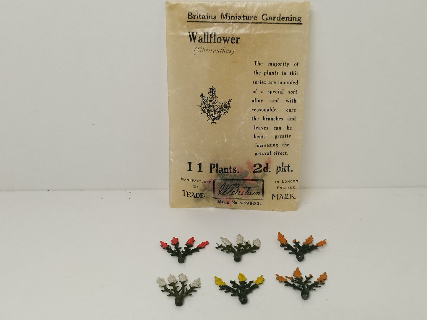 Britains Pre-War Floral Garden Wax Packet Wallflower Plants