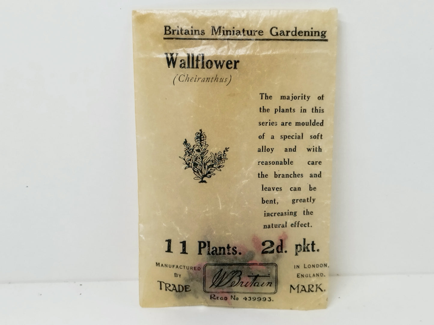 Britains Pre-War Floral Garden Wax Packet Wallflower Plants