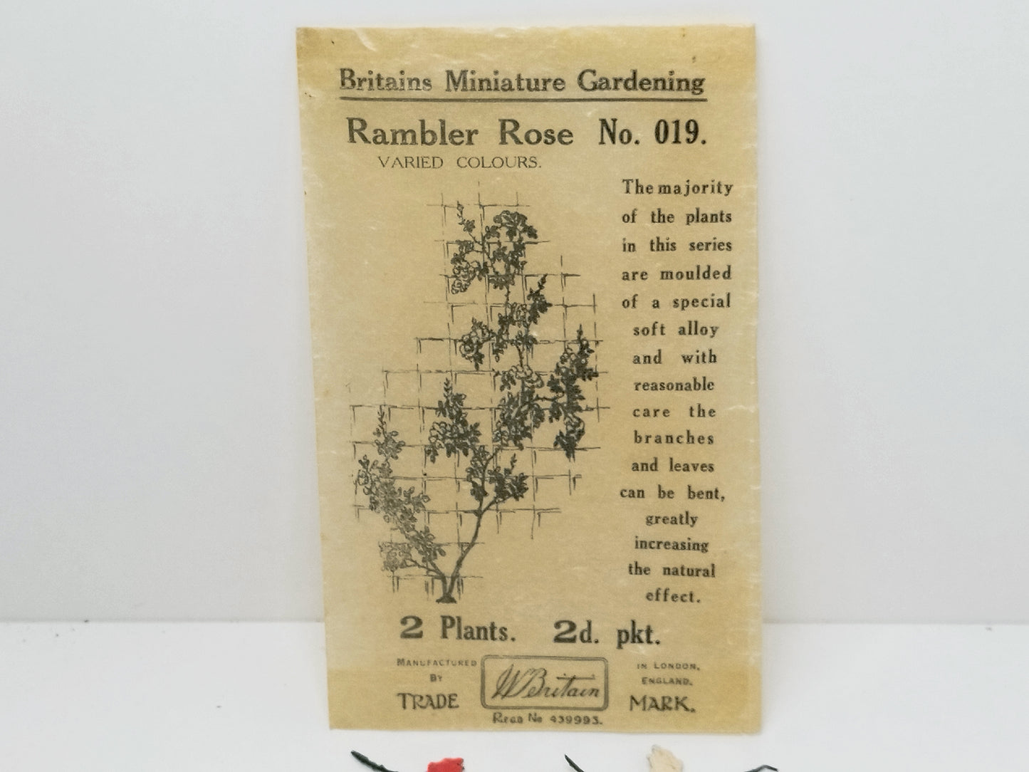 Britains Pre-War Floral Garden Wax Packet Rambler Rose No019 - Red & White