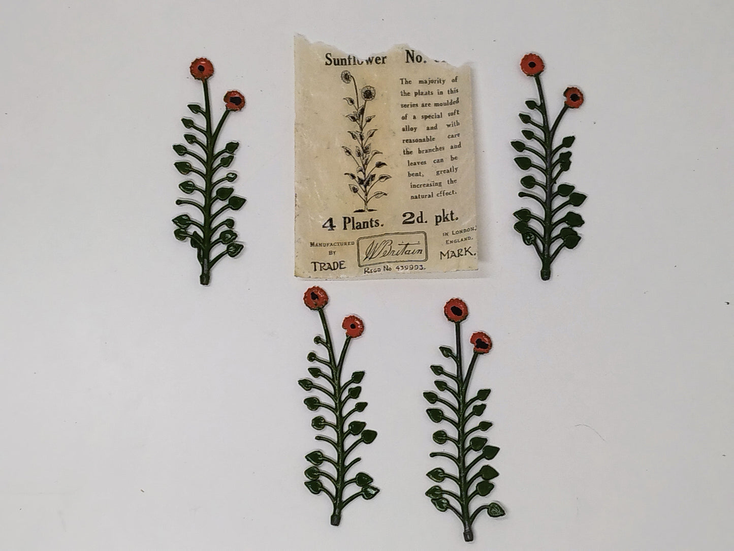 Britains Pre-War Floral Garden Wax Packet Sunflowers No025