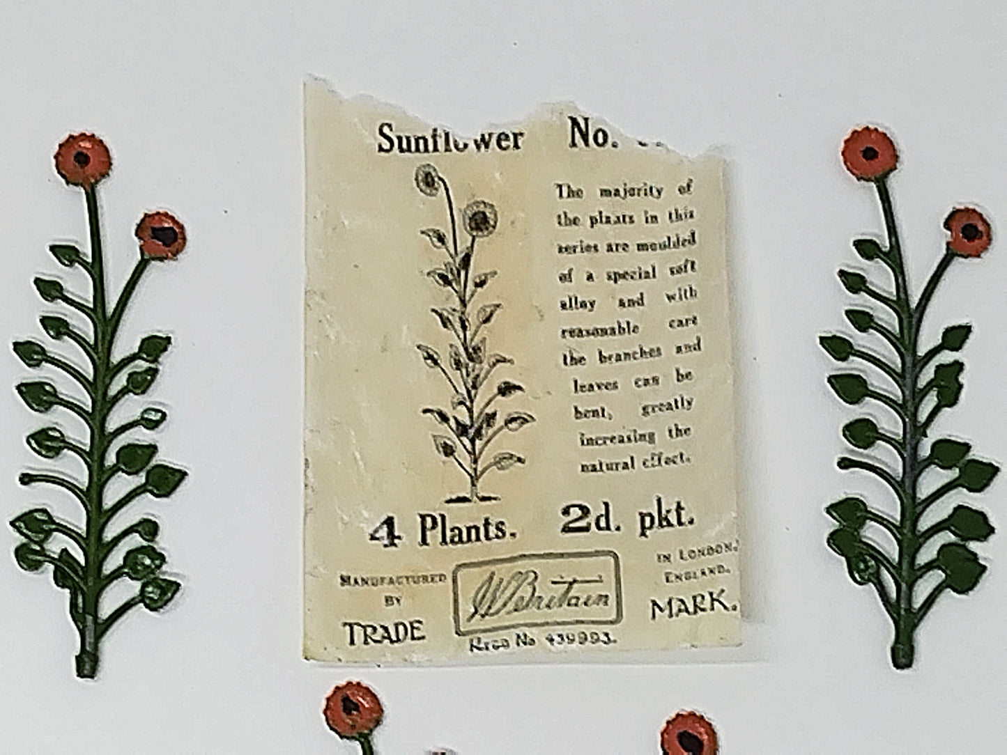 Britains Pre-War Floral Garden Wax Packet Sunflowers No025