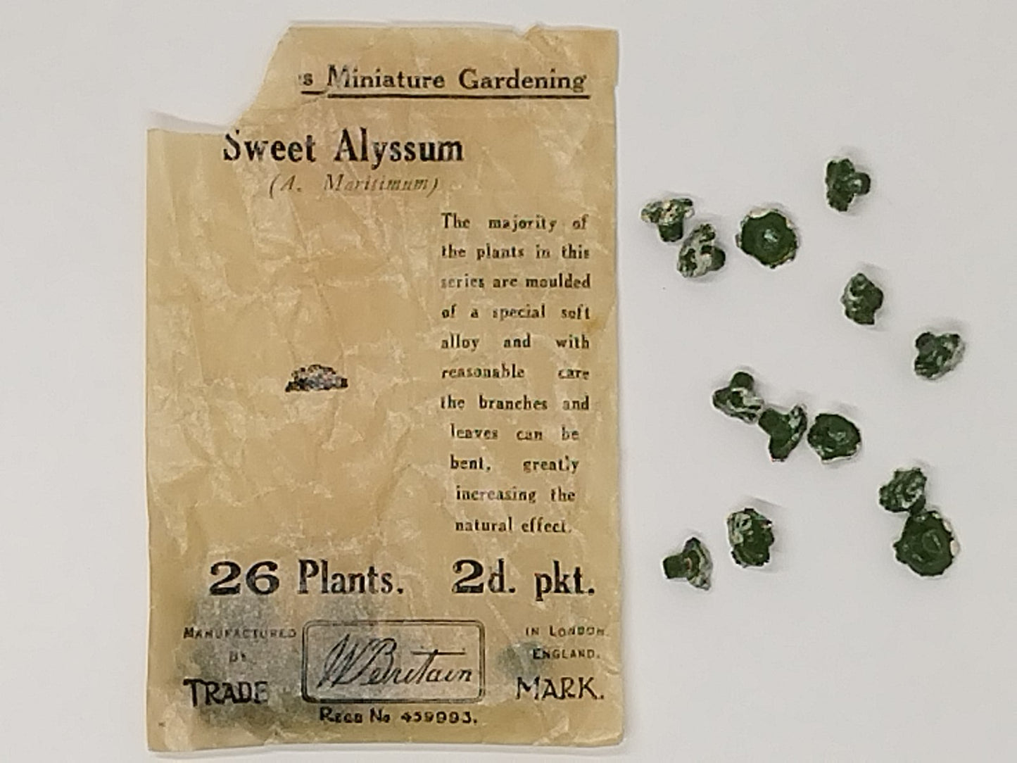 Britains Pre-War Floral Garden Wax Packet Sweet Alyssum - 26 Plants