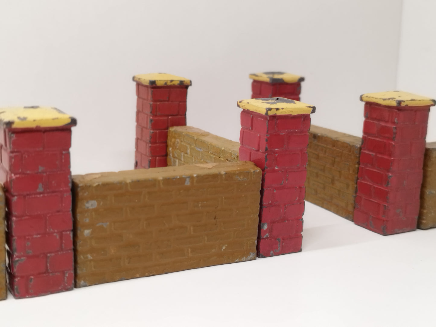 F.G Taylor Barrett PreWar Lead Red Brick Pillars and Wall Sections - Rare