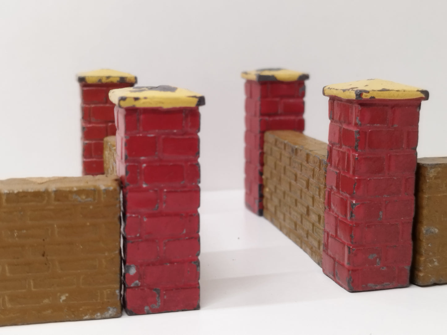 F.G Taylor Barrett PreWar Lead Red Brick Pillars and Wall Sections - Rare