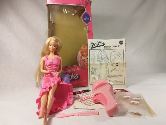 Mattel Taiwan Twirly Curls Barbie 1982 inc Box & Accessories