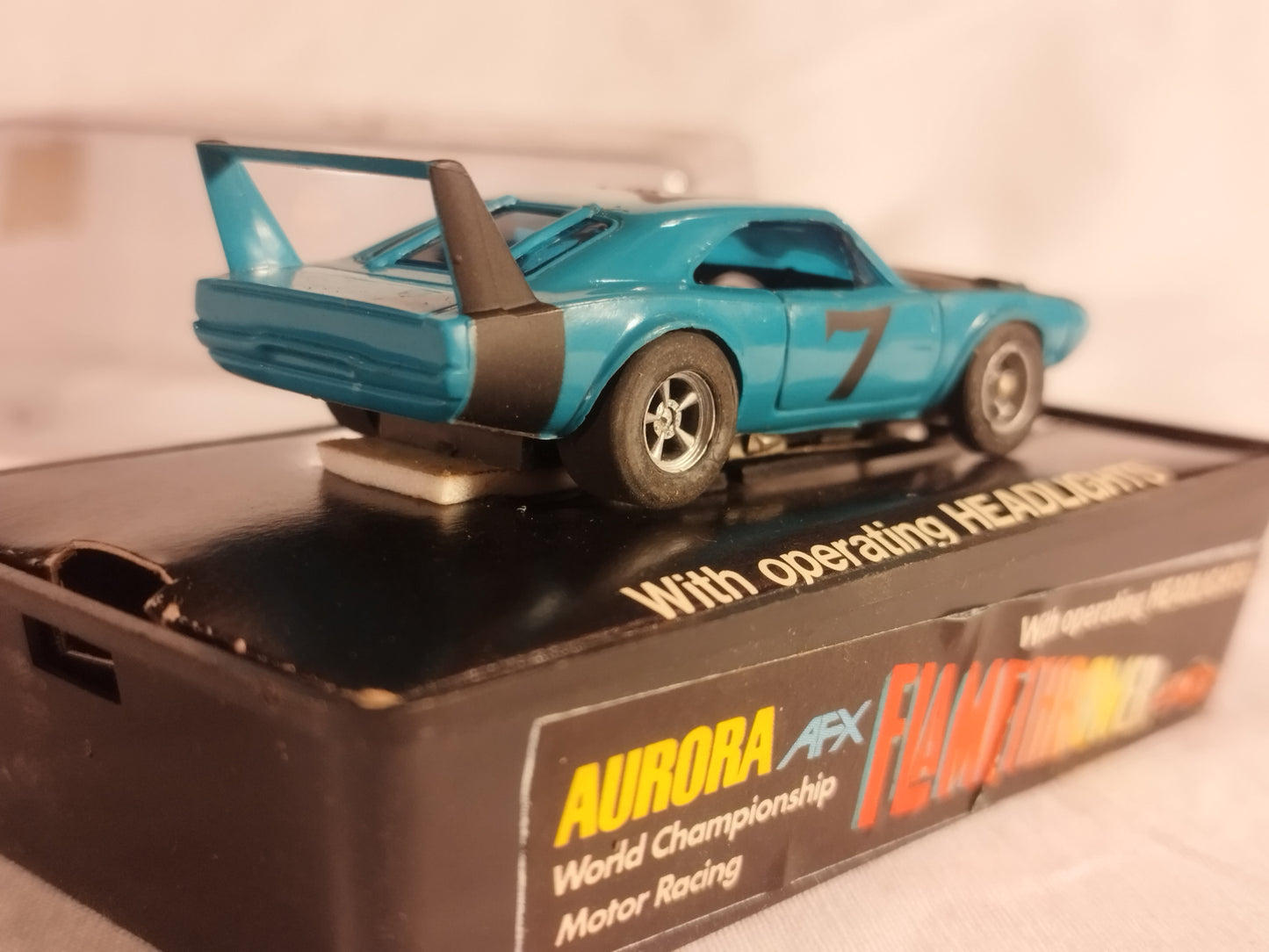 Aurora AFX Flamethrowers Plymouth Superbird "7" with Headlights - Mint Boxed