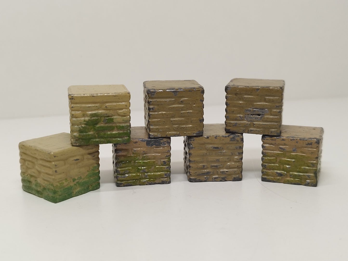 Britains Pre-War Floral Garden Low Stone Wall End Sections