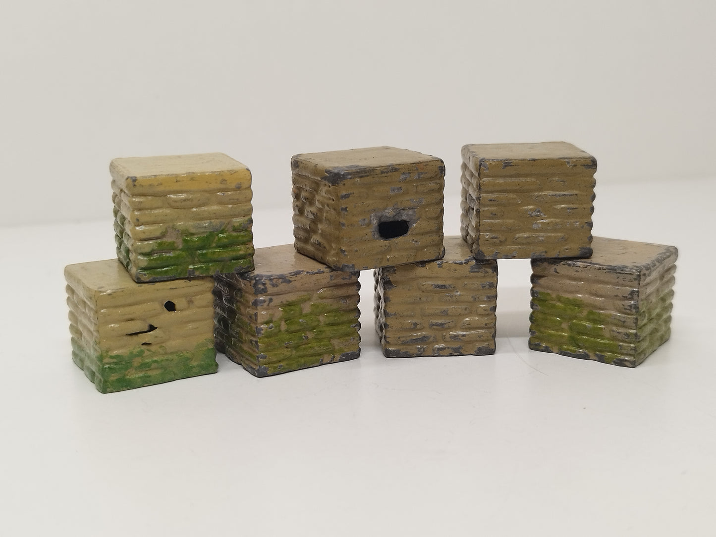 Britains Pre-War Floral Garden Low Stone Wall End Sections