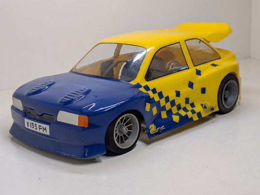 Vintage 1/12 RC Pan Car with Escort Cosworth Body - Parma Bolink Trinity Jerobee?