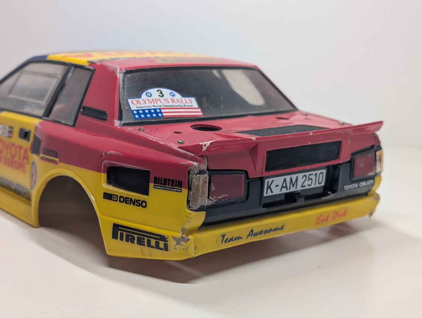 Vintage Tamiya Toyota Celica GrB 1/10 RC Body Shell Wheels and Tyres - Original