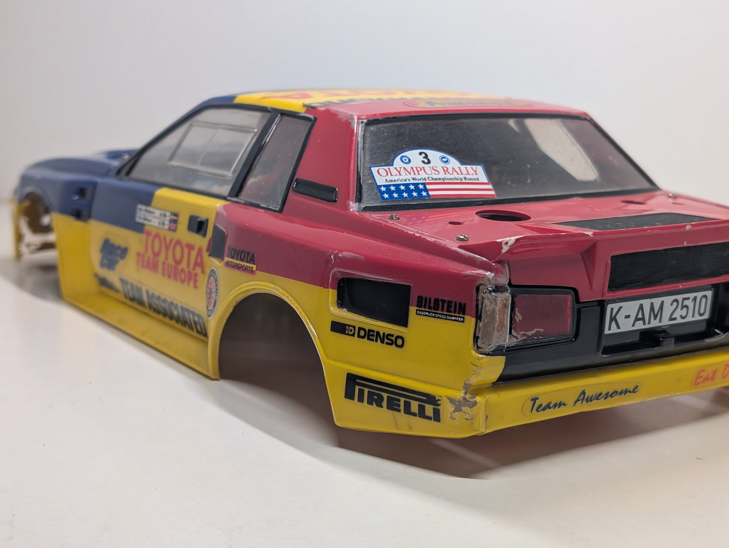 Vintage Tamiya Toyota Celica GrB 1/10 RC Body Shell Wheels and Tyres - Original
