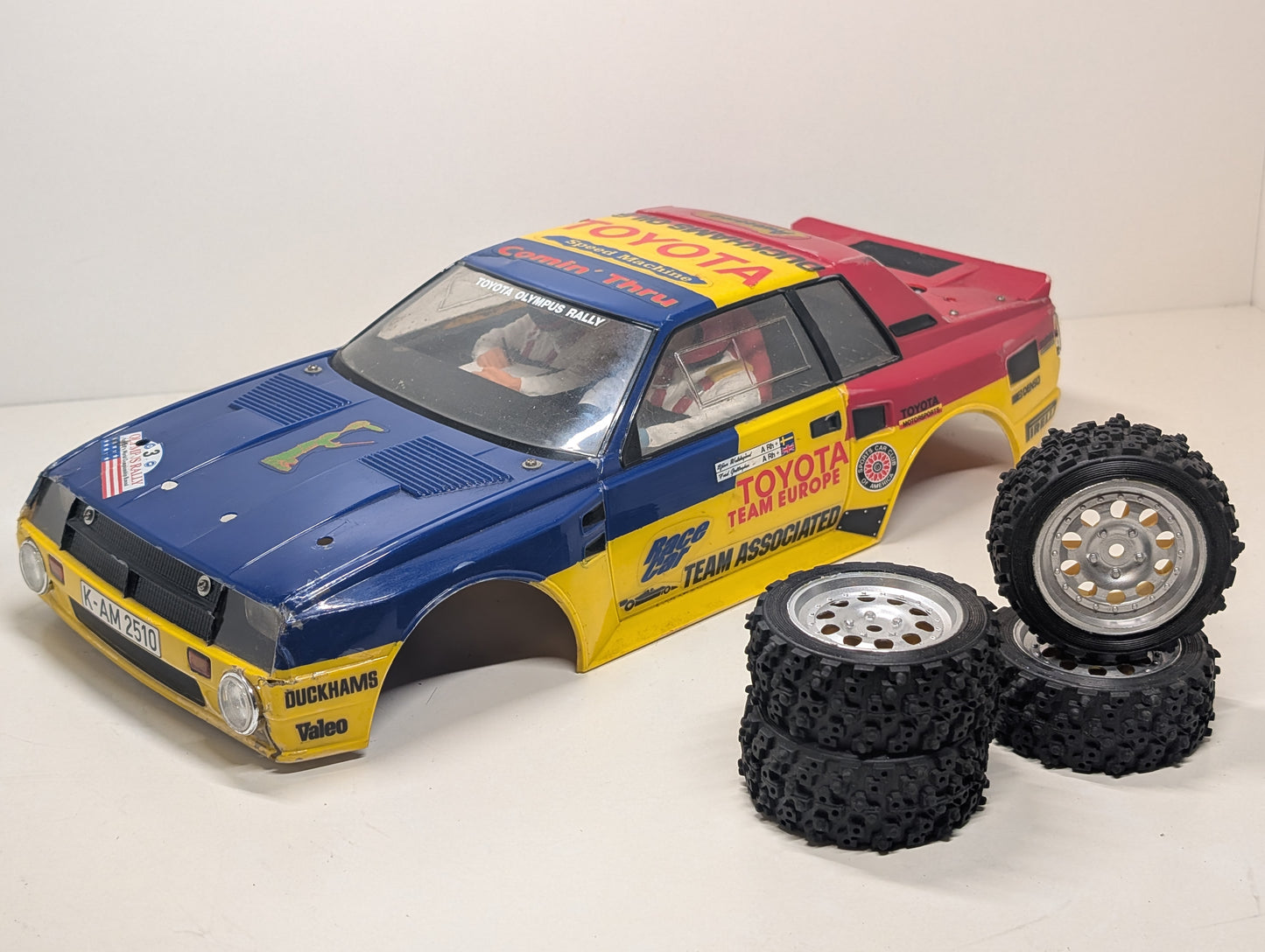 Vintage Tamiya Toyota Celica GrB 1/10 RC Body Shell Wheels and Tyres - Original